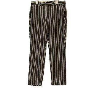 Banana Republic Gray and White Vertical Stripe Trousers with Back Button Pockets